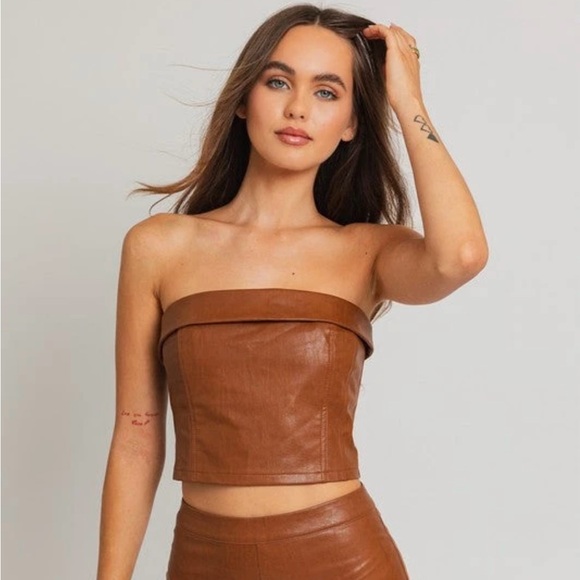 LAST DAYYY!!!! Brown Leatherette Tube Top 🚨 - Picture 1 of 10
